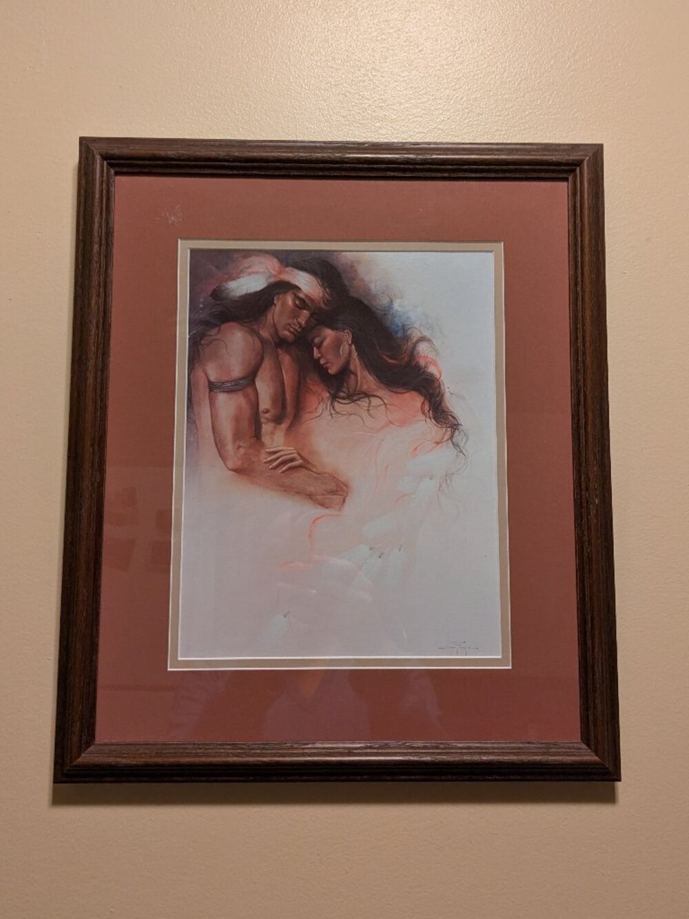 "The Lovers" Ozz Franca 14.25" x 16.75" Wood Framed Art Love Native Intimate